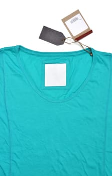 shirt with price tag on white background