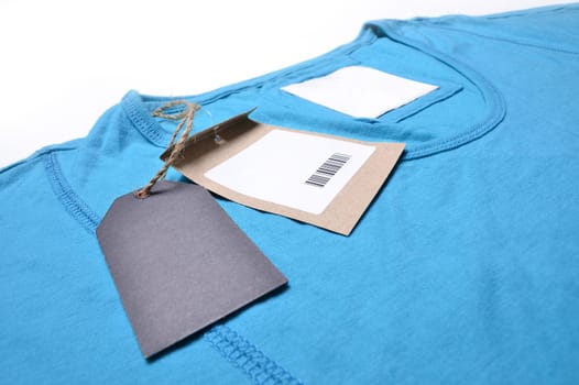 shirt with price tag on white background
