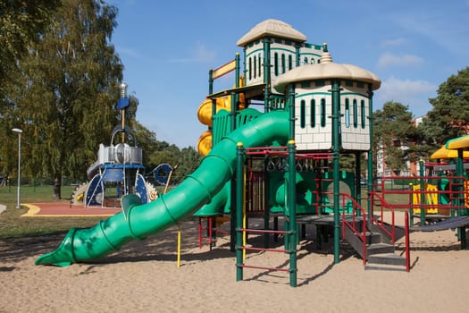 A colorful outdoor playground for young kids