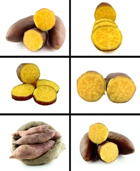 Healthy and organic food, Set of fresh sweet potatoes.