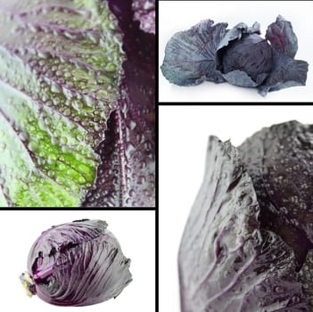 Healthy and organic food, Set of fresh  red cabbage.