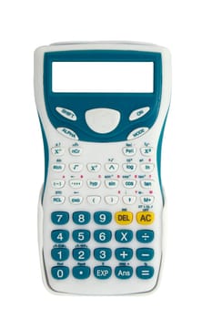 Top view of a calculator isolated on white background