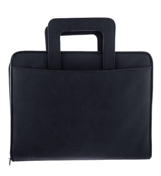 Black leather briefcase. Isolated on white background