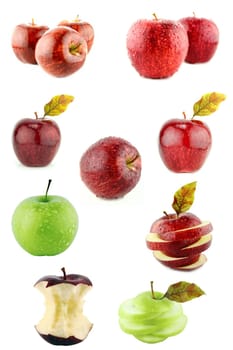 Healthy and organic food, Set of fresh red and green Apple.