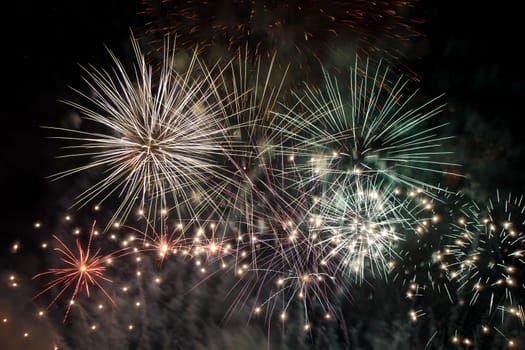 colorful fireworks at dark sky