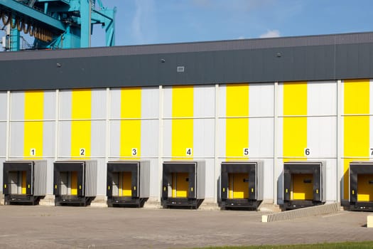 warehouse with loading docks in port custom area