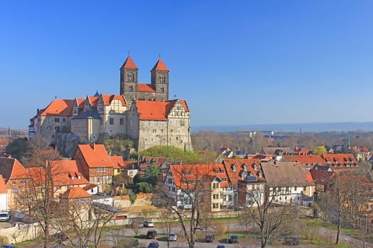 The castle hill of Quedlinburg with the collegiate church of St. Servatii and the collegiate buildings,Saxony-Anhalt,Germany