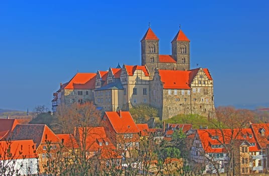 The castle hill of Quedlinburg with the collegiate church of St. Servatii and the collegiate buildings,Saxony-Anhalt,Germany