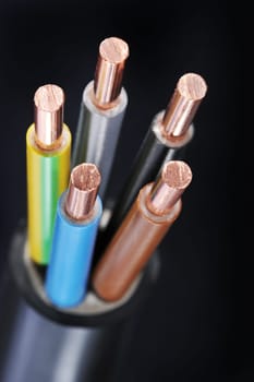 Macro detail of a stripped power cable