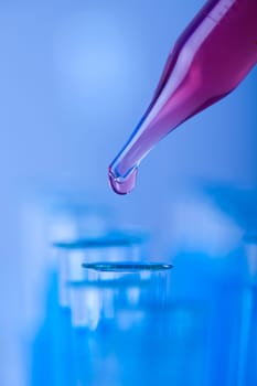 Test tubes closeup, laboratory