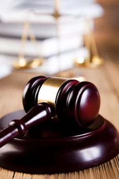 Wooden gavel barrister, justice concept, legal system