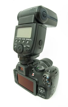 black digital camera isolated on white