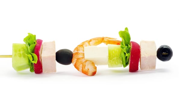 salad canape on a white background