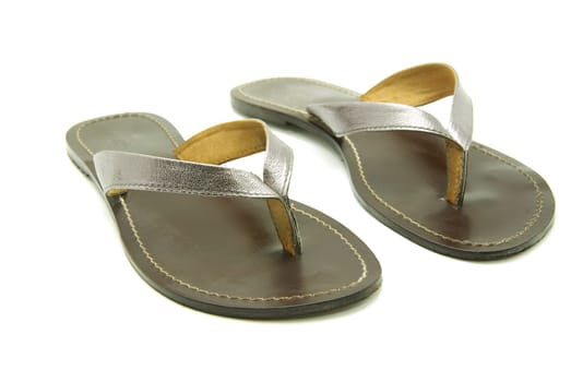leather slippers isolated on white background