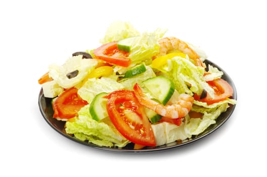 salad in plate on white