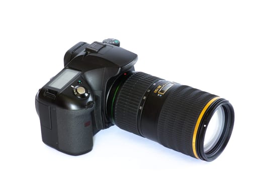 black digital camera isolated on white