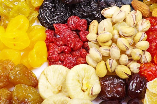 dried fruits and nuts close up