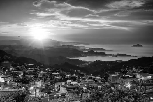 The seaside mountain town scenery in Jiufen, Taiwan