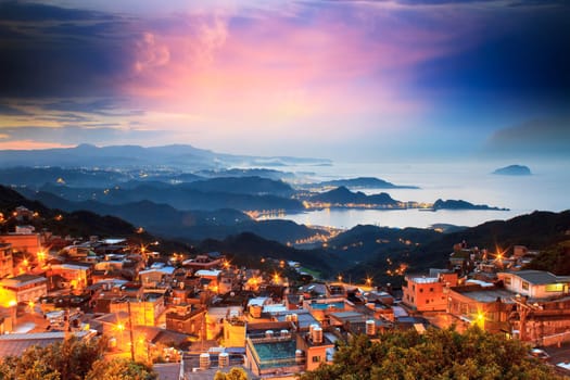The seaside mountain town scenery in Jiufen, Taiwan