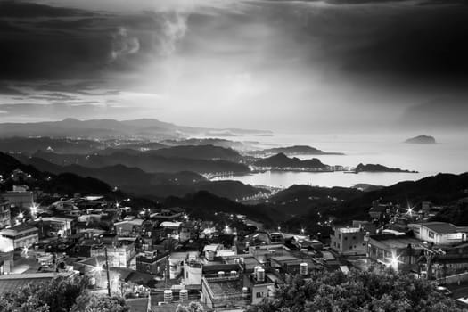 The seaside mountain town scenery in Jiufen, Taiwan