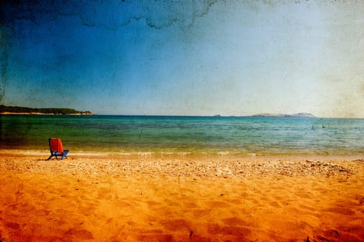 Vintage photo sunbed on the beach.