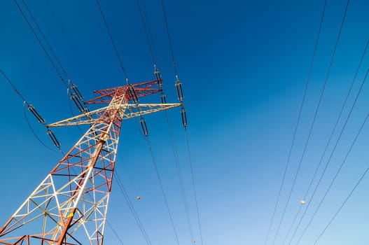 Energy Electricity Power Pylon on a Blue Sky