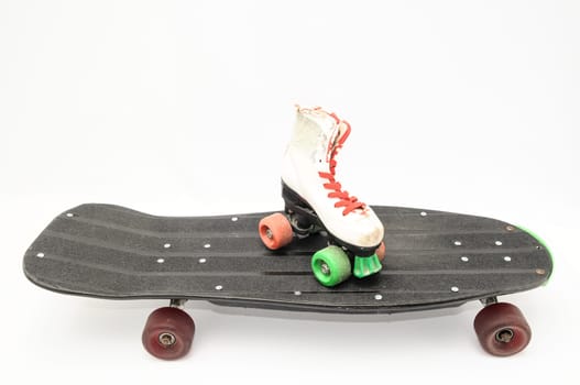 Vintage Style Black Skateboard on a white Background