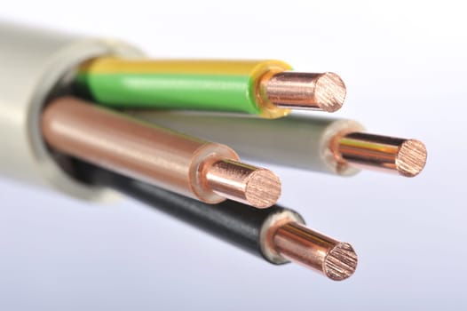 Macro detail of a stripped power cable