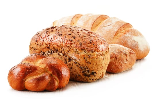 Composition with variety of baking products isolated on white