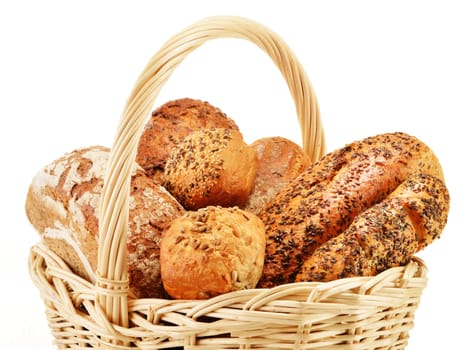 Composition with variety of baking products isolated on white