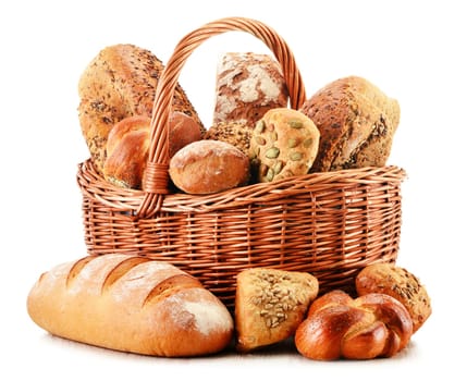 Composition with variety of baking products isolated on white