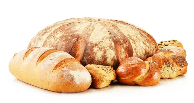 Composition with variety of baking products isolated on white