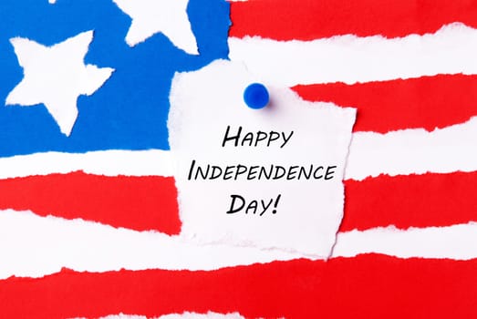 American Flag Background with Happy Independence Day Notice aon it