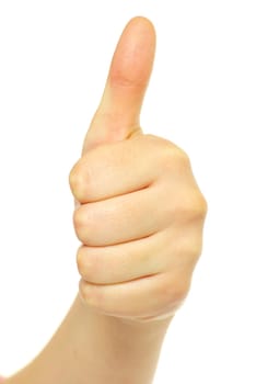 success hand sign isolated on white
