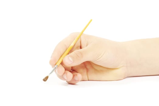 Isolated photo of a brush in a hand