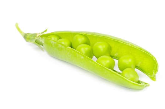 fresh green peas isolated on a white background