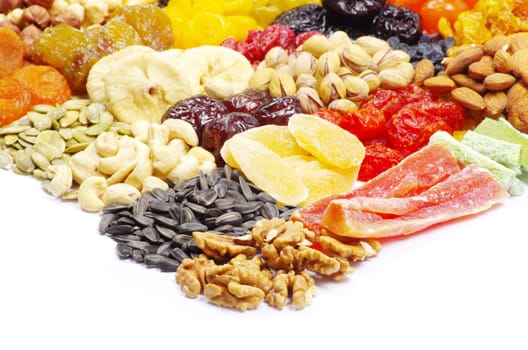dried fruits collection on white