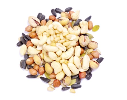 nuts and seeds isolated on white background