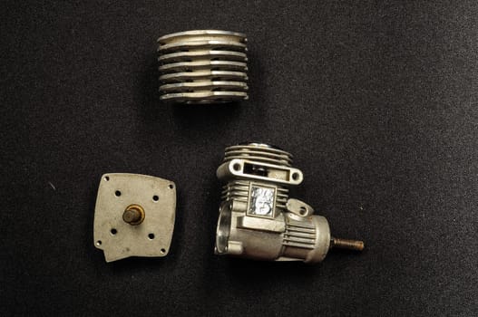 Complex engine of modern car model view