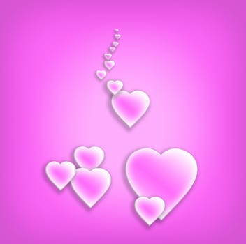 Hearts in pink - Greeting card