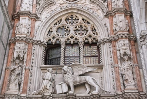 Close up of Doge Palace at San Marco Square (Venice, Italy)