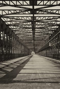 Vintage photo of old iron truss bridge (Czech Republic)