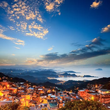 The seaside mountain town scenery in Jiufen, Taiwan