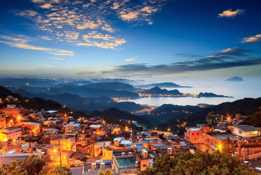 The seaside mountain town scenery in Jiufen, Taiwan