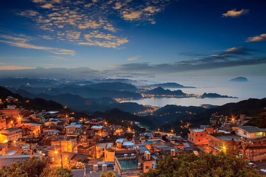 The seaside mountain town scenery in Jiufen, Taiwan