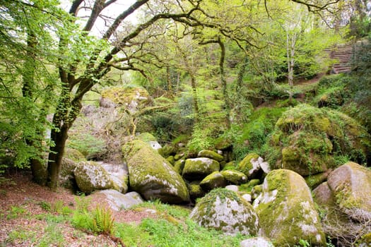 Big rounded boulders Huelgoat in Brittany, France