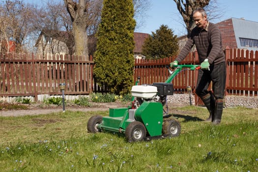Lawn Aerator.A lawn aerator is a garden tool or machine designed to aerate the soil in which lawn grasses grow