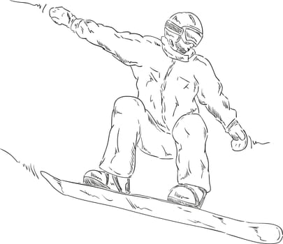 vector - snowboard jump - isolated on background