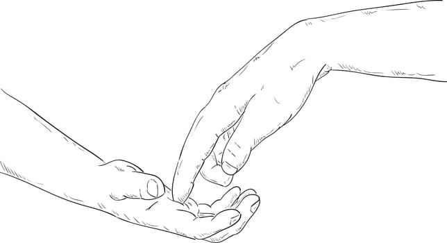 vector - Finger touches the open hand