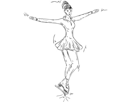 vector - woman figure ice skater skating